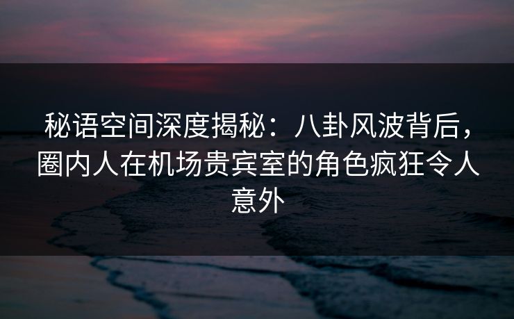 秘语空间深度揭秘：八卦风波背后，圈内人在机场贵宾室的角色疯狂令人意外