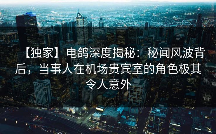 【独家】电鸽深度揭秘:秘闻风波背后,当事人在机场贵宾室的角色极其令人意外