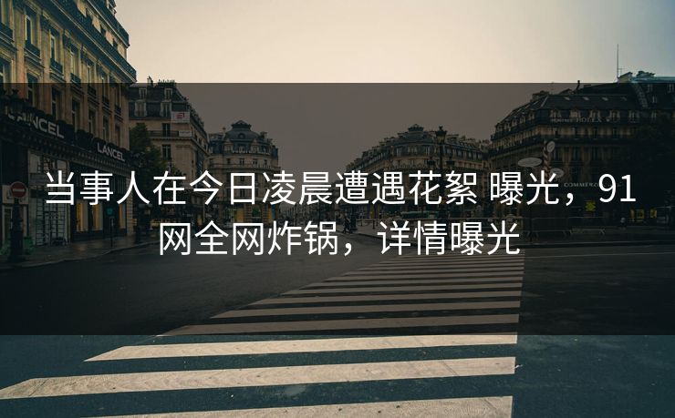 当事人在今日凌晨遭遇花絮 曝光，91网全网炸锅，详情曝光