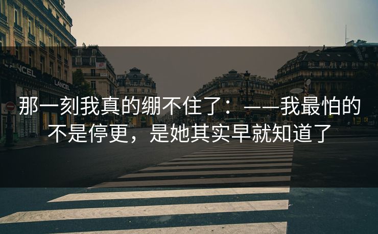 那一刻我真的绷不住了：——我最怕的不是停更，是她其实早就知道了