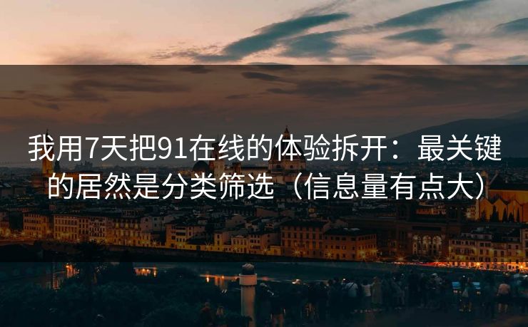 我用7天把91在线的体验拆开：最关键的居然是分类筛选（信息量有点大）